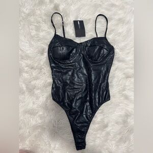 Fashion Nova Black Faux Leather Top